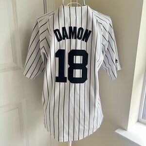 NY New York Yankees Damon 18 Retro Vintage Baseball Jersey 18 NYY Uniform Shirt